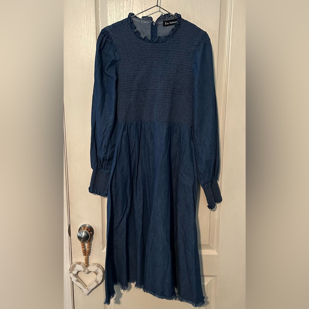 En Saison Denim Long Sleeve Dress